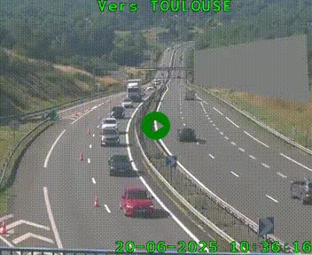 Caméra routière sur l'autoroute A20 à Noailles, en périphérie de Brive-la-Gaillarde. Vue orientée vers Toulouse