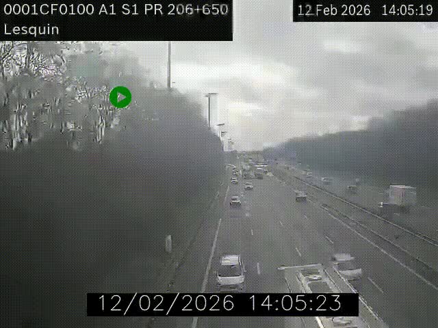 Webcam autoroute A1 à hauteur de Lesquin. Vue orientée vers Lille