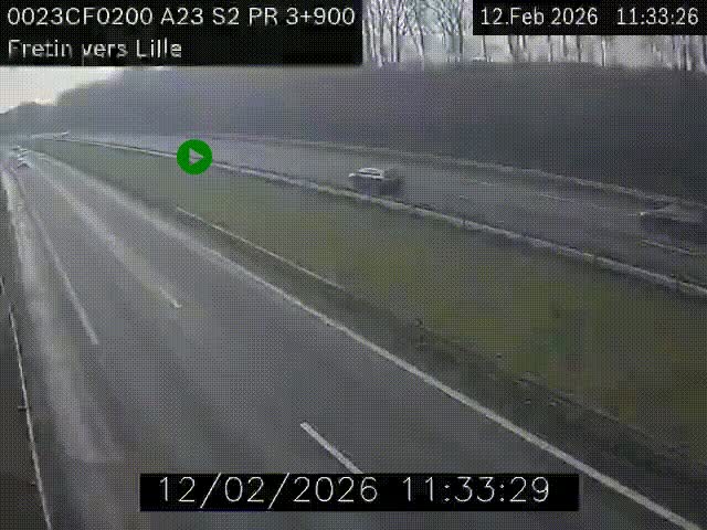 Webcam autoroute A23 à hauteur de Fretin. Vue orientée vers Lille