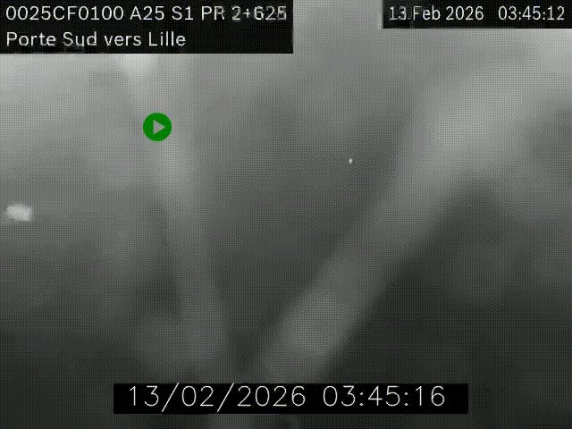 Webcam autoroute A25 sur le périphérique de Lille à hauteur de Lille-Sud et la sortie 3 Faches-Thumesnil. Vue orientée vers Lille-Centre.