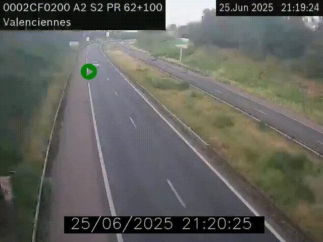 Webcam autoroute A2 à Valenciennes. Vue orientée vers Maubeuge et Mons (Belgique)