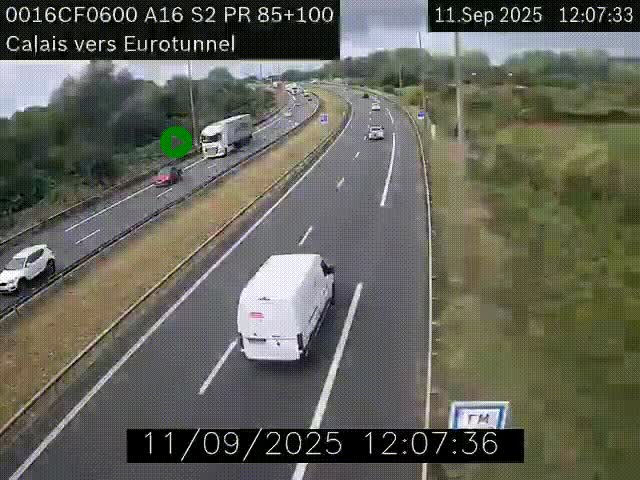 Webcam A16 à Calais en direction du Tunnel sous la Manche (Eurotunnel)