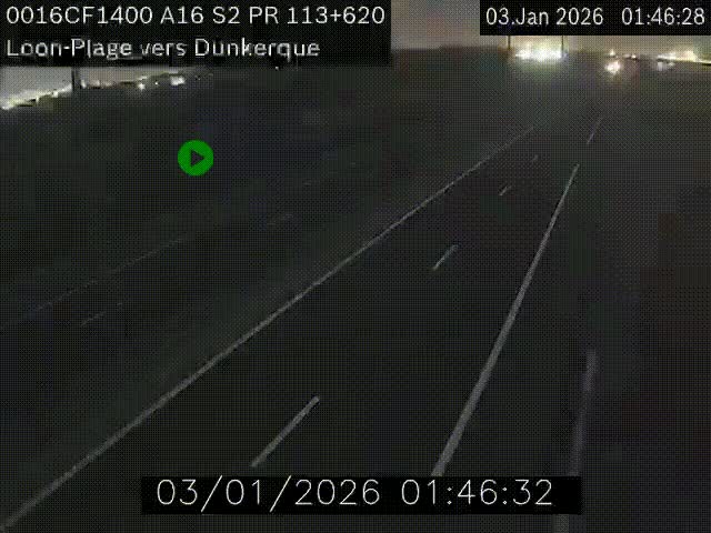 Webcam autoroute A16 à hauteur de Loon-Plage. Vue orientée vers Dunkerque et la Belgique.
