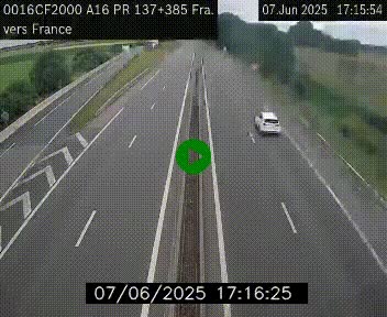 Webcam à la frontière franco-belge au niveau de Bray-Dunes/De-Panne sur l'autoroute A16. Vue orientée vers Calais