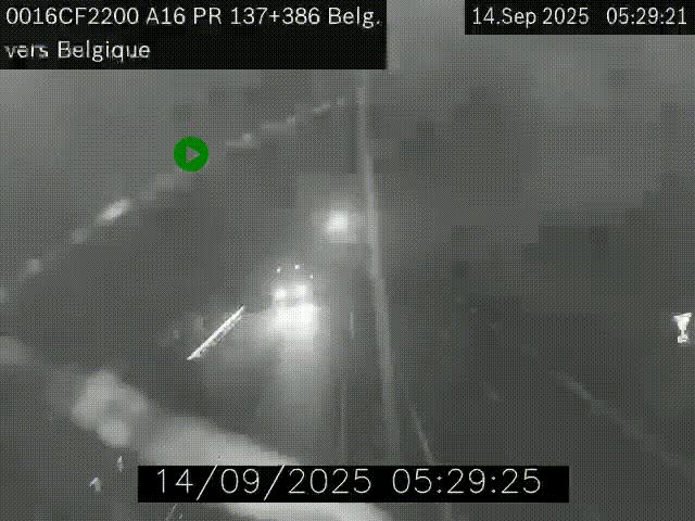 Webcam à la frontière franco-belge au niveau de Bray-Dunes/De-Panne sur l'autoroute A16. Vue orientée vers la Belgique