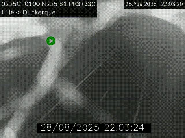 Webcam autoroute A25 (N225) à hauteur de Bergues (Bierne). Vue orientée vers Dunkerque.