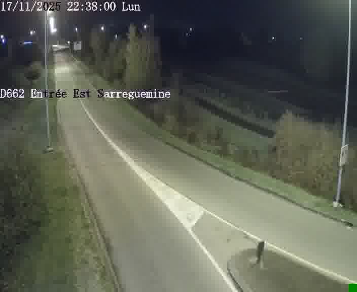 Point de vue trafic déployé sur D662 (France) à Sarreguemines, regardant vers Sarreguemines, aidant conducteurs et services à anticiper les flux.