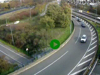 Caméra autoroute à la jonction entre l'A7 et la D301 (Boulevard urbain Sud de Lyon) à Feyzin, au sud de Lyon. Vue orientée vers Mions