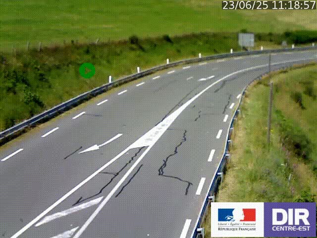 Webcam sur le col Pin Bouchain, vue orientée vers Roanne, en provenance de Lyon sur la nationale 7 (N7)