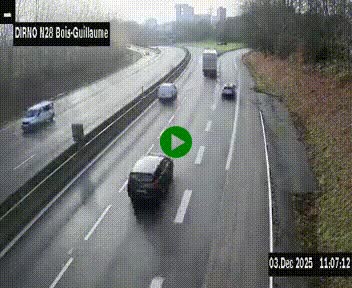 Webcam routière à hauteur de Bois-Guillaume en périphérie de Rouen. Vue orientée vers Rouen