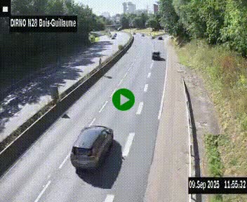Webcam routière à hauteur de Bois-Guillaume en périphérie de Rouen. Vue orientée vers Rouen