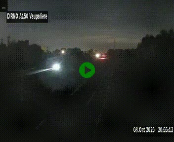 Webcam autoroute A150 à hauteur de La Vaupalière en périphérie de Rouen. Vue orientée vers Rouen