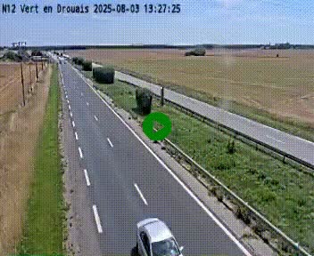 Webcam à hauteur de Vert-en-Drouais sur la N12, en périphérie de Dreux. Vue orientée vers Alençon