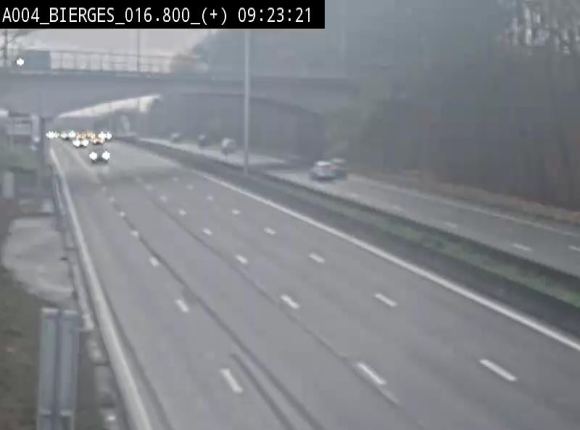 Webcam à Wavre, à hauteur de la sortie 5 Bierges. Vue orientée vers Namur