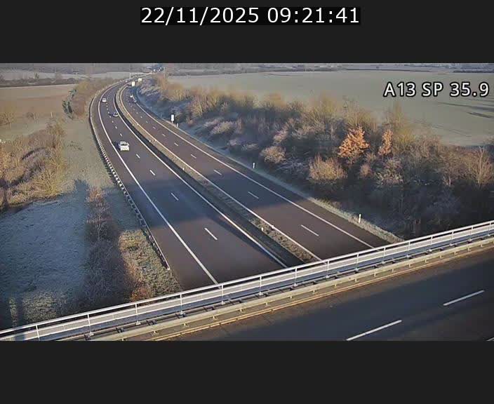 Webcam trafic sur A13 à l'entrée ouest du tunnel Markusbierg à Remerschen. Vue orientée vers Mondorf-les-Bains.