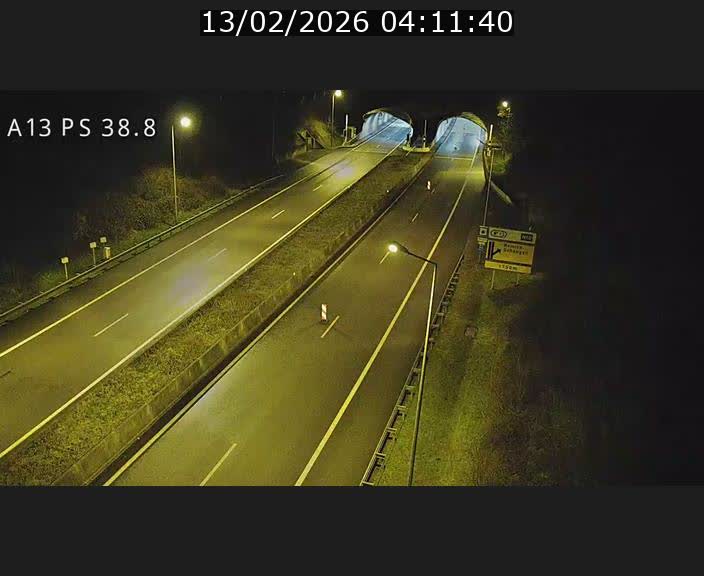 Webcam autoroute A13 à l'entrée ouest du tunnel Markusbierg à Schengen. Vue orientée vers Mondorf-les-Bains