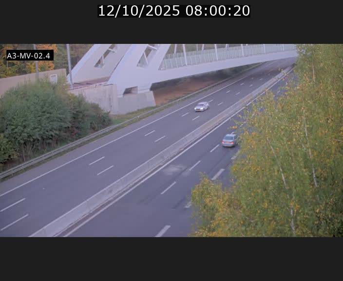 Webcam autoroute de la France (A3) au Luxembourg à Fentange, à proximité de la Croix de Gasperich. Vue orientée vers la Cloche d'Or