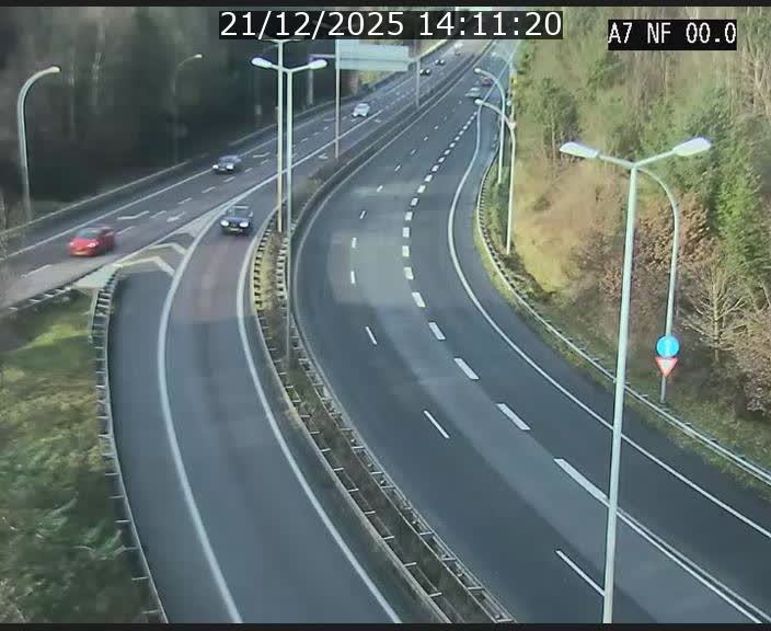 Caméra autoroute Luxembourg A7 - Echangeur A1/A7 Grünewald direction Tunnel Stafelter
