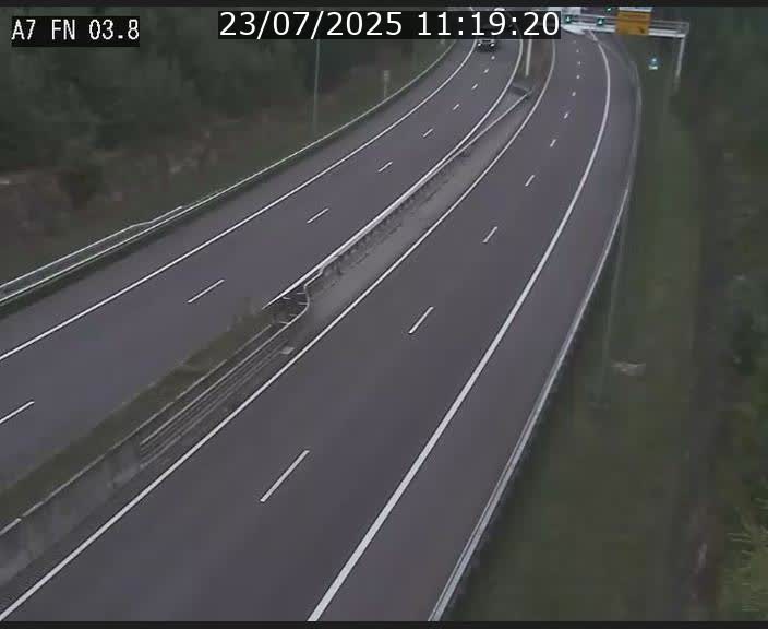 Caméra autoroute Luxembourg A7 - Passage à gibier Rëngelbour - direction Tunnel Stafelter