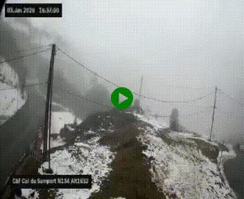 Webcam au col du Somport, côté français, sur la N134, dans les Pyrénées, en direction de l'Espagne, à 1632 mètres d'altitude