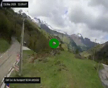 Webcam au col du Somport, côté français, sur la N134, dans les Pyrénées, en direction de l'Espagne, à 1632 mètres d'altitude
