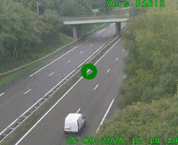 Caméra routière sur l'autoroute A20 au nord de Limoges, à la jonction avec la N520. Vue orientée vers Paris