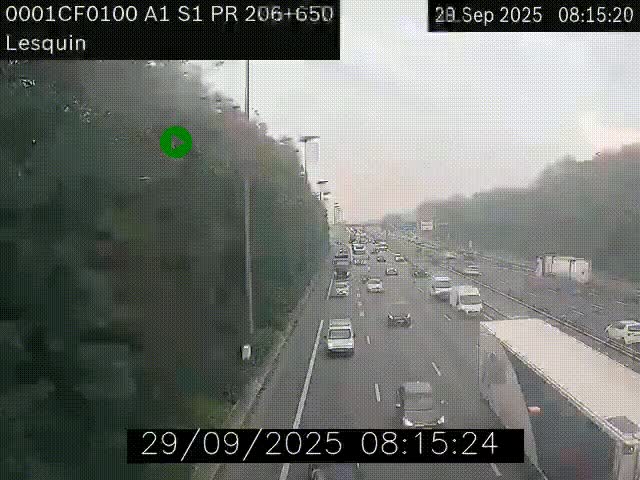 Webcam autoroute A1 à hauteur de Lesquin. Vue orientée vers Lille