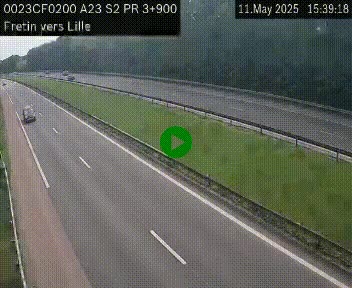 Webcam autoroute A23 à hauteur de Fretin. Vue orientée vers Lille