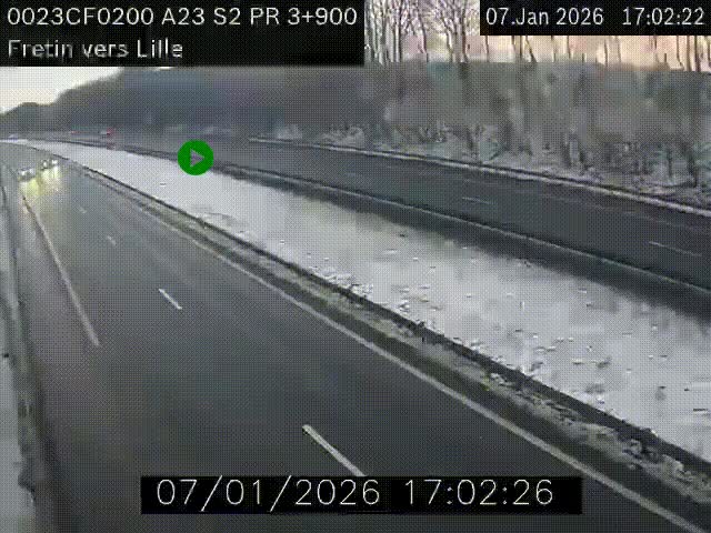 Webcam autoroute A23 à hauteur de Fretin. Vue orientée vers Lille