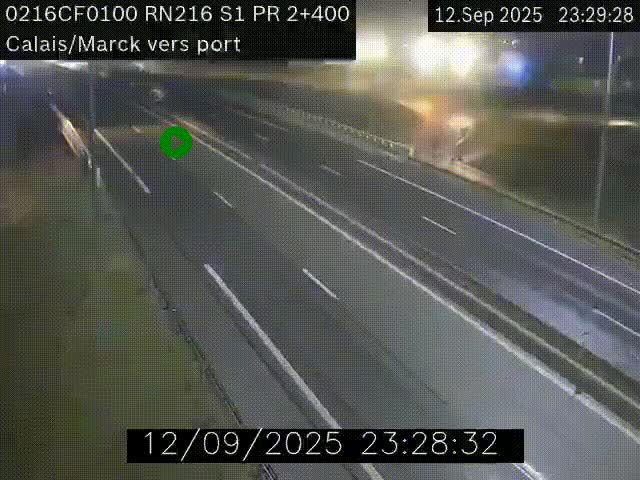 Webcam à Calais sur A216 (N216) en direction du port (harbour) de Calais.