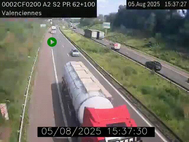 Webcam autoroute A2 à Valenciennes. Vue orientée vers Maubeuge et Mons (Belgique)