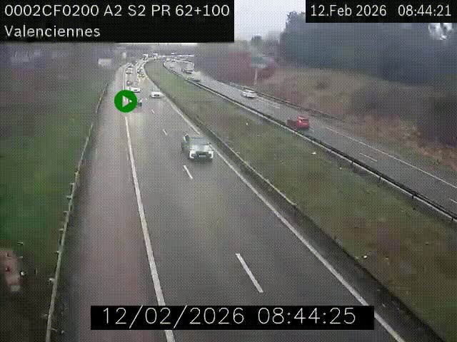 Webcam autoroute A2 à Valenciennes. Vue orientée vers Maubeuge et Mons (Belgique)