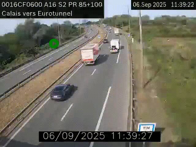 Webcam A16 à Calais en direction du Tunnel sous la Manche (Eurotunnel)