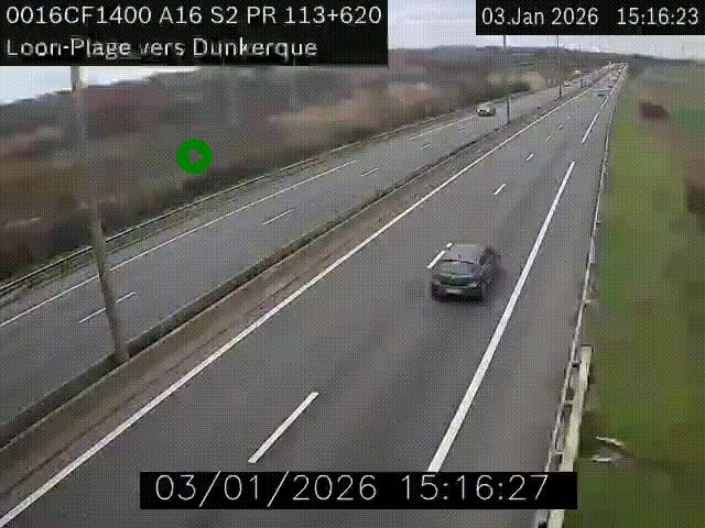 Webcam autoroute A16 à hauteur de Loon-Plage. Vue orientée vers Dunkerque et la Belgique.