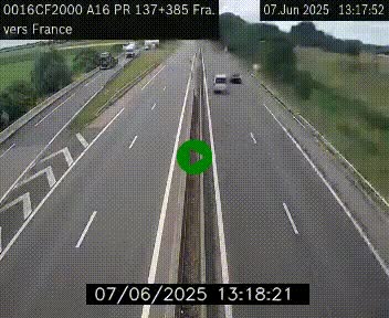 Webcam à la frontière franco-belge au niveau de Bray-Dunes/De-Panne sur l'autoroute A16. Vue orientée vers Calais