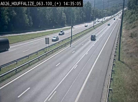 Webcam autoroute des Ardennes (E25/A26) à hauteur d'Houffalize. Vue orientée vers Baraque de Fraiture