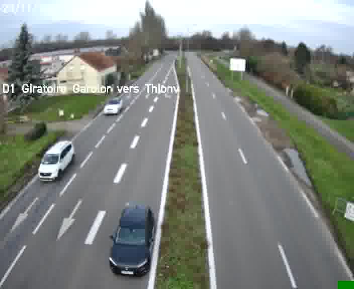 Webcam de surveillance sur D1 (France) à Ennery, cadrée vers Thionville, proposant une information routière utile aux déplacements quotidiens.