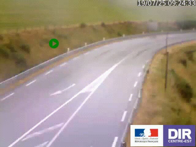 Webcam sur le col Pin Bouchain, vue orientée vers Roanne, en provenance de Lyon sur la nationale 7 (N7)