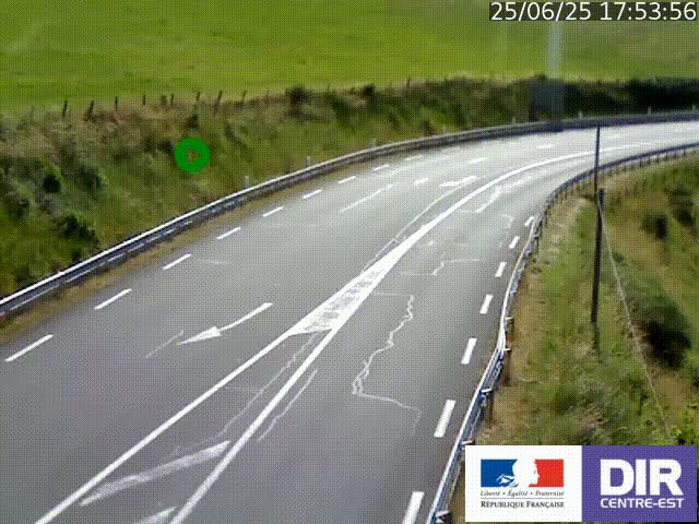Webcam sur le col Pin Bouchain, vue orientée vers Roanne, en provenance de Lyon sur la nationale 7 (N7)