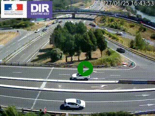 Webcam traffic à Grenoble-sud sur l'autoroute A480. Vue orientée vers l'entrée et la sortie de Grenoble