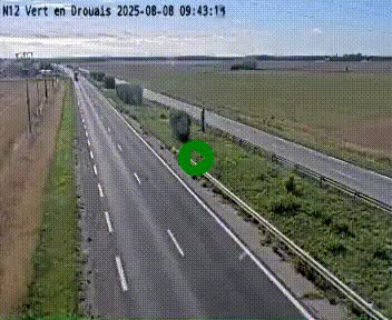 Webcam à hauteur de Vert-en-Drouais sur la N12, en périphérie de Dreux. Vue orientée vers Alençon