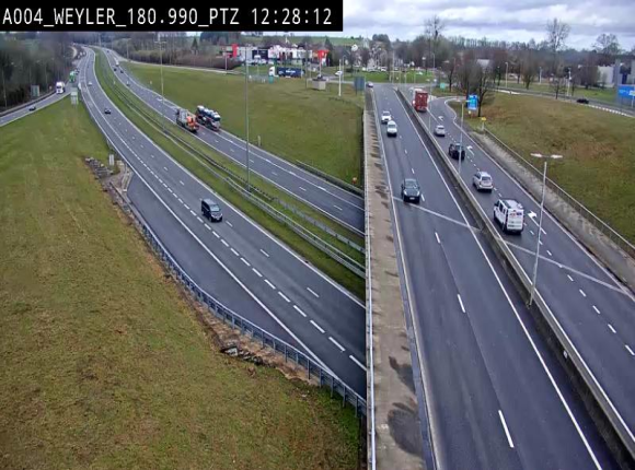 Webcam à la jonction entre la N81 et l'E411 à hauteur de la sortie 32 Longwy/Messancy à Arlon. Vue orientée vers Bruxelles