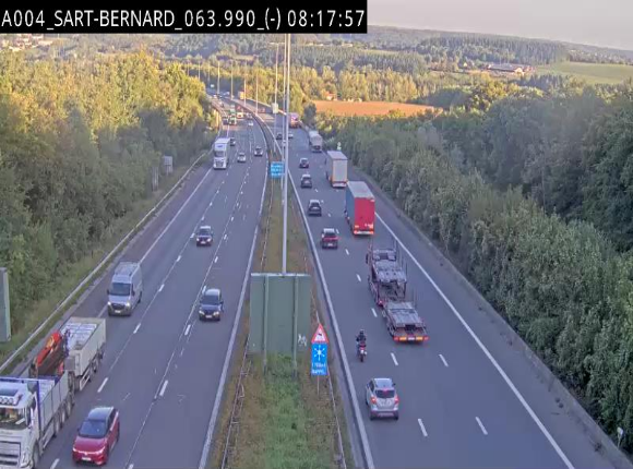 Webcam E411 à hauteur d'Assesse en provenance d'Arlon ou de la N4 vers Namur