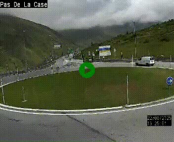 Webcam sur la N22 au niveau du poste frontière entre la France et Andorre à proximité de Pas de la Case à plus de 2000 mètres d'altitude