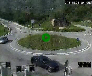 Webcam au nord d'Ax-les-Thermes au niveau de l'aire de chaînage de la N20. Vue orientée vers les Pyrénées, en direction de Pas de la Case
