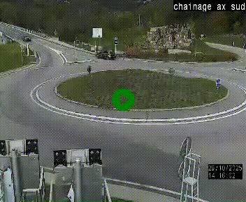 Webcam au nord d'Ax-les-Thermes au niveau de l'aire de chaînage de la N20. Vue orientée vers les Pyrénées, en direction de Pas de la Case