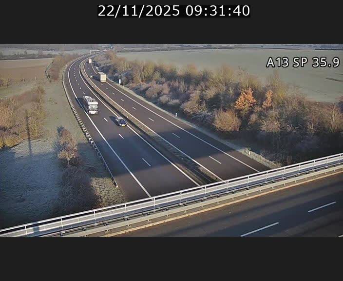 Webcam trafic sur A13 à l'entrée ouest du tunnel Markusbierg à Remerschen. Vue orientée vers Mondorf-les-Bains.