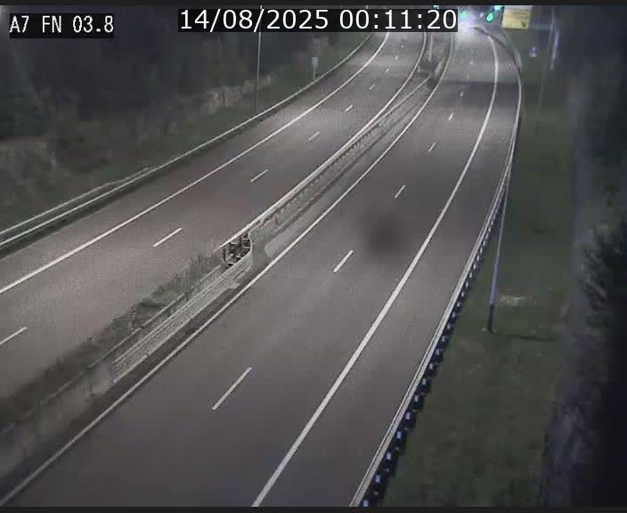 Caméra autoroute Luxembourg A7 - Passage à gibier Rëngelbour - direction Tunnel Stafelter