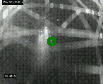 Webcam autoroute A63 en périphérie de Bordeaux au sud-est de la ville, en provenance du bassin d'Arcachon. Vue orientée vers Bordeaux