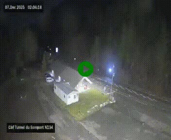 Webcam à l'entrée du tunnel du Somport, côté français, sur la N134, dans les Pyrénées, en direction de l'Espagne, à 1116 mètres d'altitude